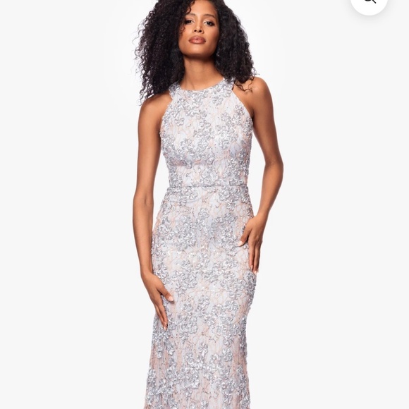 Xscape Dresses & Skirts - XSCAPE  “Andrea” Halter Neck Soutache Lace Floor Length Dress